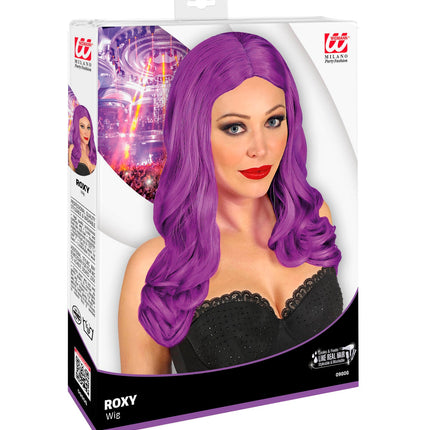 Widmann SRL Paarse roxy pruik lang met krul