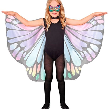 Widmann SRL Paars/roze vlindervleugels en oogmasker kostuum Olivia