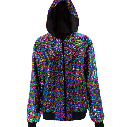 Widmann SRL Pailletten bomberjas met kap multikleur