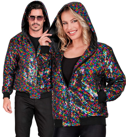 Widmann SRL Pailletten bomberjas met kap multikleur