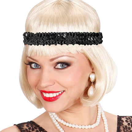 Widmann SRL Pailletten hoofdband Charleston zwart