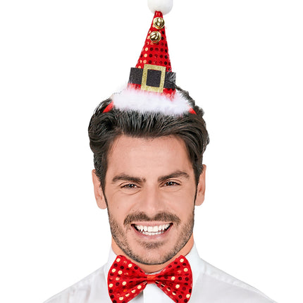 Widmann SRL Pailletten Kerstmanmuts met strikje