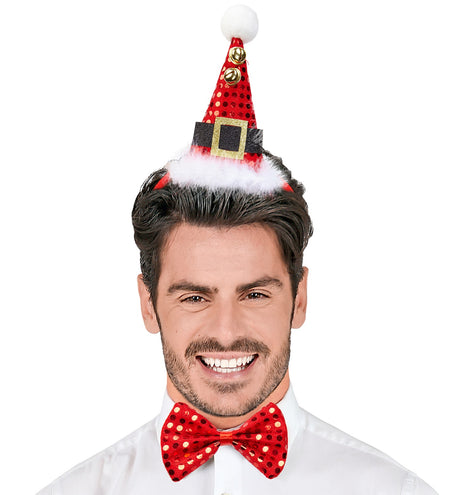 Widmann SRL Pailletten Kerstmanmuts met strikje