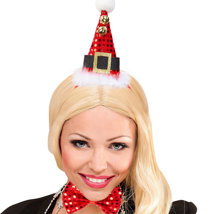 Widmann SRL Pailletten Kerstmanmuts met strikje