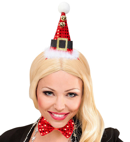 Widmann SRL Pailletten Kerstmanmuts met strikje