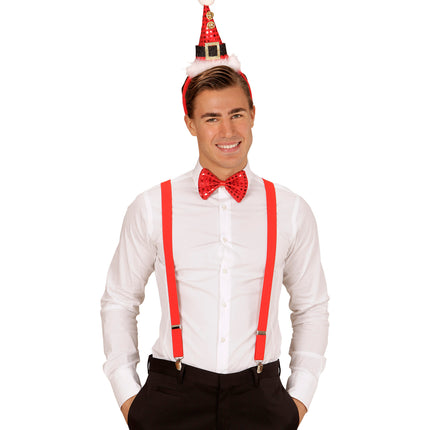 Widmann SRL Pailletten Kerstmanmuts met strikje