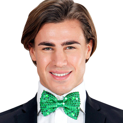 Widmann SRL Pailletten strikje met licht kleur groen