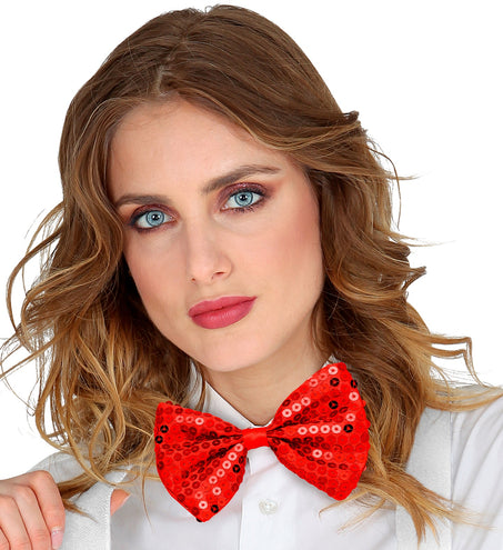 Widmann SRL Pailletten strikje rood glitter