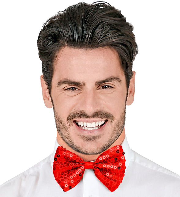 Widmann SRL Pailletten strikje rood glitter