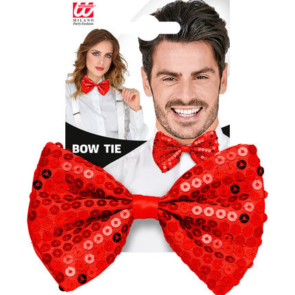 Widmann SRL Pailletten strikje rood glitter