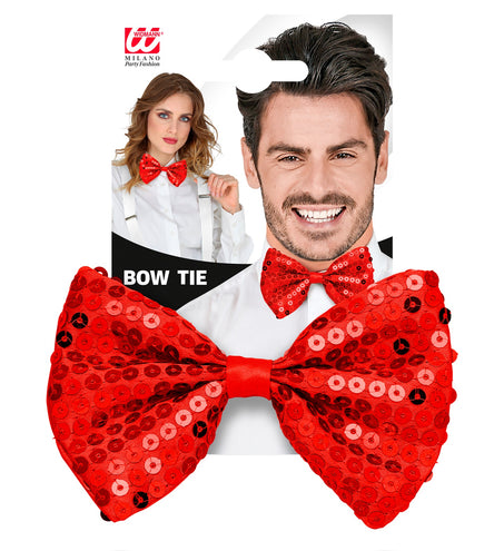 Widmann SRL Pailletten strikje rood glitter