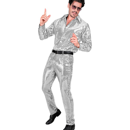 Widmann SRL Paillettenbroek Frank heren zilver