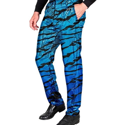Widmann SRL Paillettenbroek heren blauwe golven