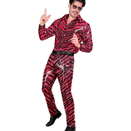 Widmann SRL Paillettenbroek heren tijger roze