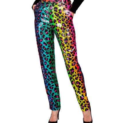 Widmann SRL Paillettenbroek Mara regenboog luipaard