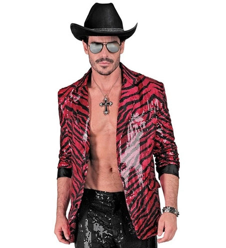 Widmann SRL Paillettencolbert dierenprint roze