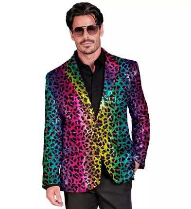 Widmann SRL Paillettencolbert regenboog luipaard