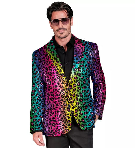 Widmann SRL Paillettencolbert regenboog luipaard