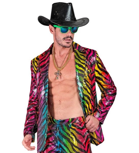 Widmann SRL Paillettencolbert regenboog tijger