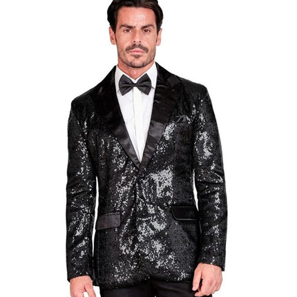 Widmann SRL Paillettencolbert zwart met satijnen revers/zakken