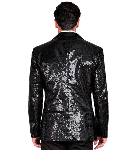 Widmann SRL Paillettencolbert zwart met satijnen revers/zakken