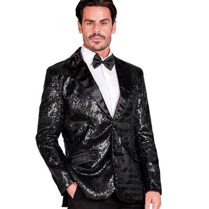 Widmann SRL Paillettencolbert zwart met satijnen revers/zakken