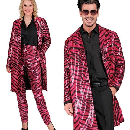 Widmann SRL Paillettenjas dierenprint roze