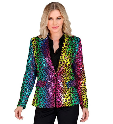 Widmann SRL Paillettenjas luipaard regenboog