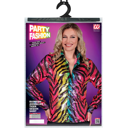 Widmann SRL Paillettenshirt dames regenboog tijger