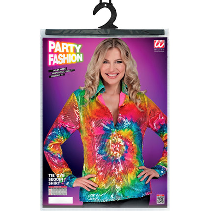Widmann SRL Paillettenshirt dames tie dye meerkleurig