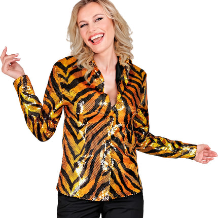 Widmann SRL Paillettenshirt dames tijger