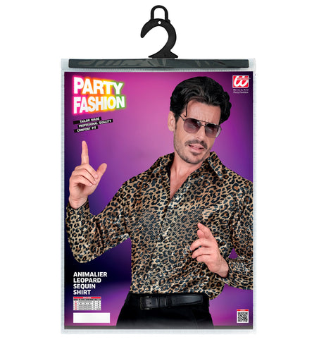 Widmann SRL Paillettenshirt heren luipaard