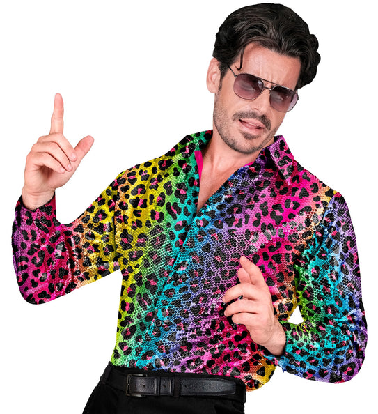 Widmann SRL Paillettenshirt heren luipaard print