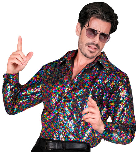 Widmann SRL Paillettenshirt heren Marco meerkleurig