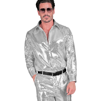 Widmann SRL Paillettenshirt heren Marco zilver