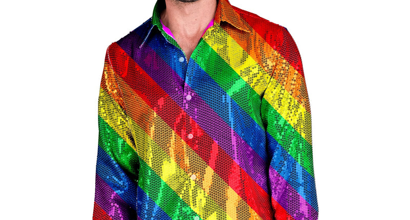 Widmann SRL Paillettenshirt heren regenboog