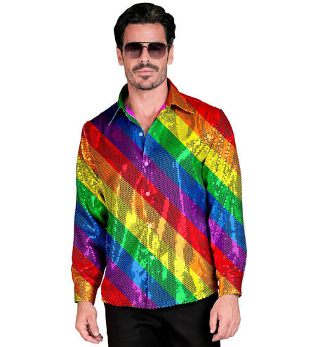 Widmann SRL Paillettenshirt heren regenboog
