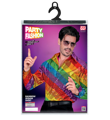 Widmann SRL Paillettenshirt heren regenboog