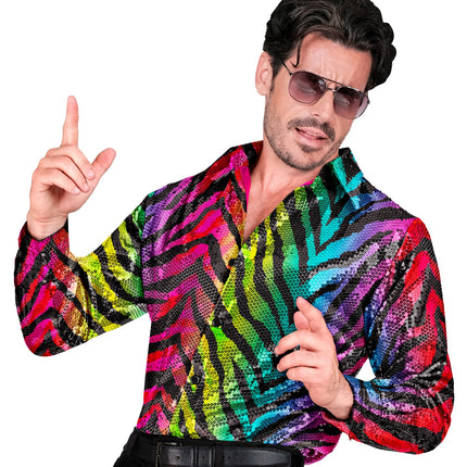 Widmann SRL Paillettenshirt heren tijger print