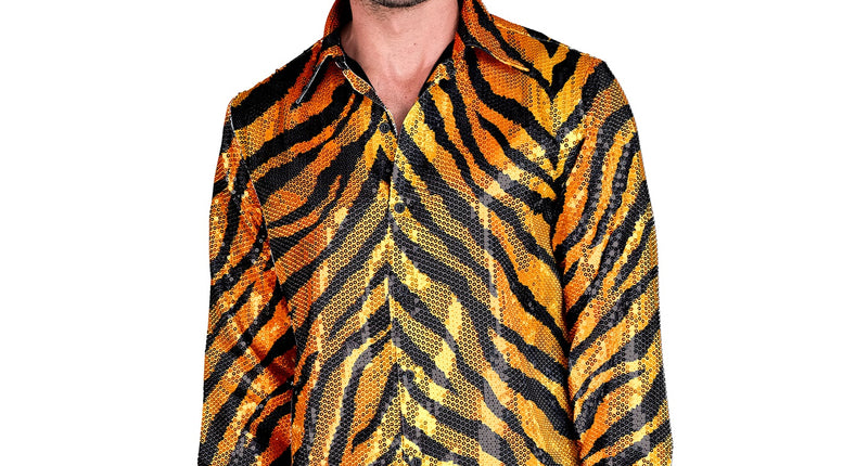 Widmann SRL Paillettenshirt heren tijger print