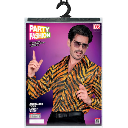 Widmann SRL Paillettenshirt heren tijger print