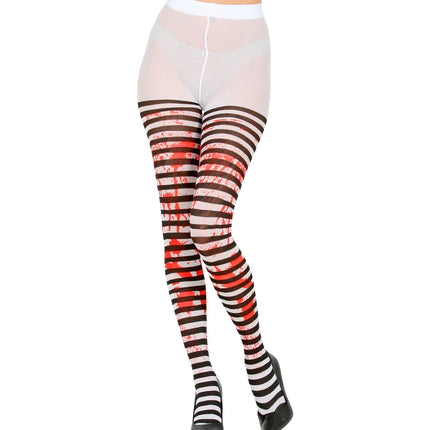 Widmann SRL Panty gestreept zwart wit met bloed
