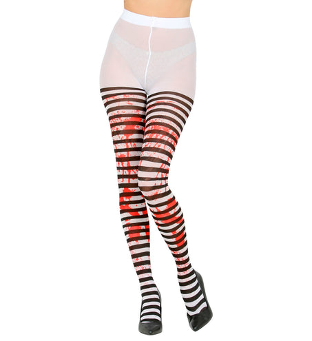 Widmann SRL Panty gestreept zwart wit met bloed