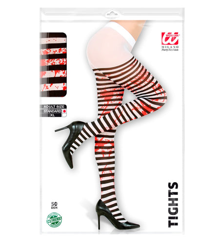Widmann SRL Panty gestreept zwart wit met bloed