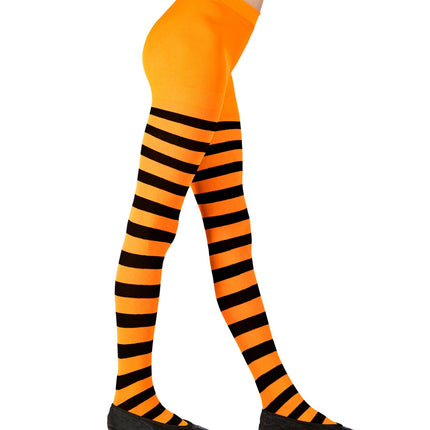 Widmann SRL Panty zwart oranje gestreept kinderen