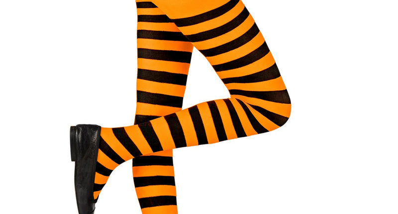 Widmann SRL Panty zwart oranje gestreept kinderen