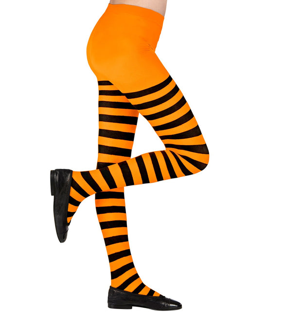 Widmann SRL Panty zwart oranje gestreept kinderen