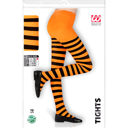 Widmann SRL Panty zwart oranje gestreept kinderen