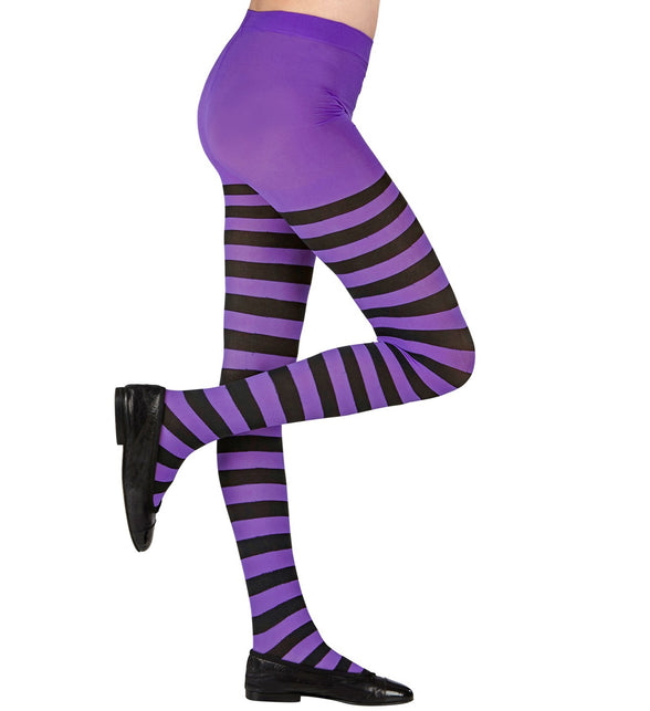 Widmann SRL Panty zwart paars gestreept kinderen