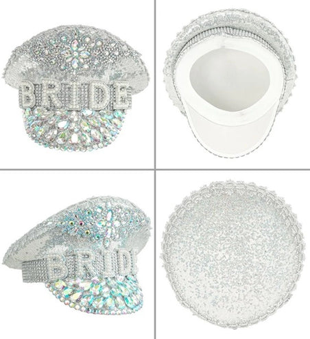 Widmann SRL Pet bruid met juwelen glitter zilver hoed Luuk